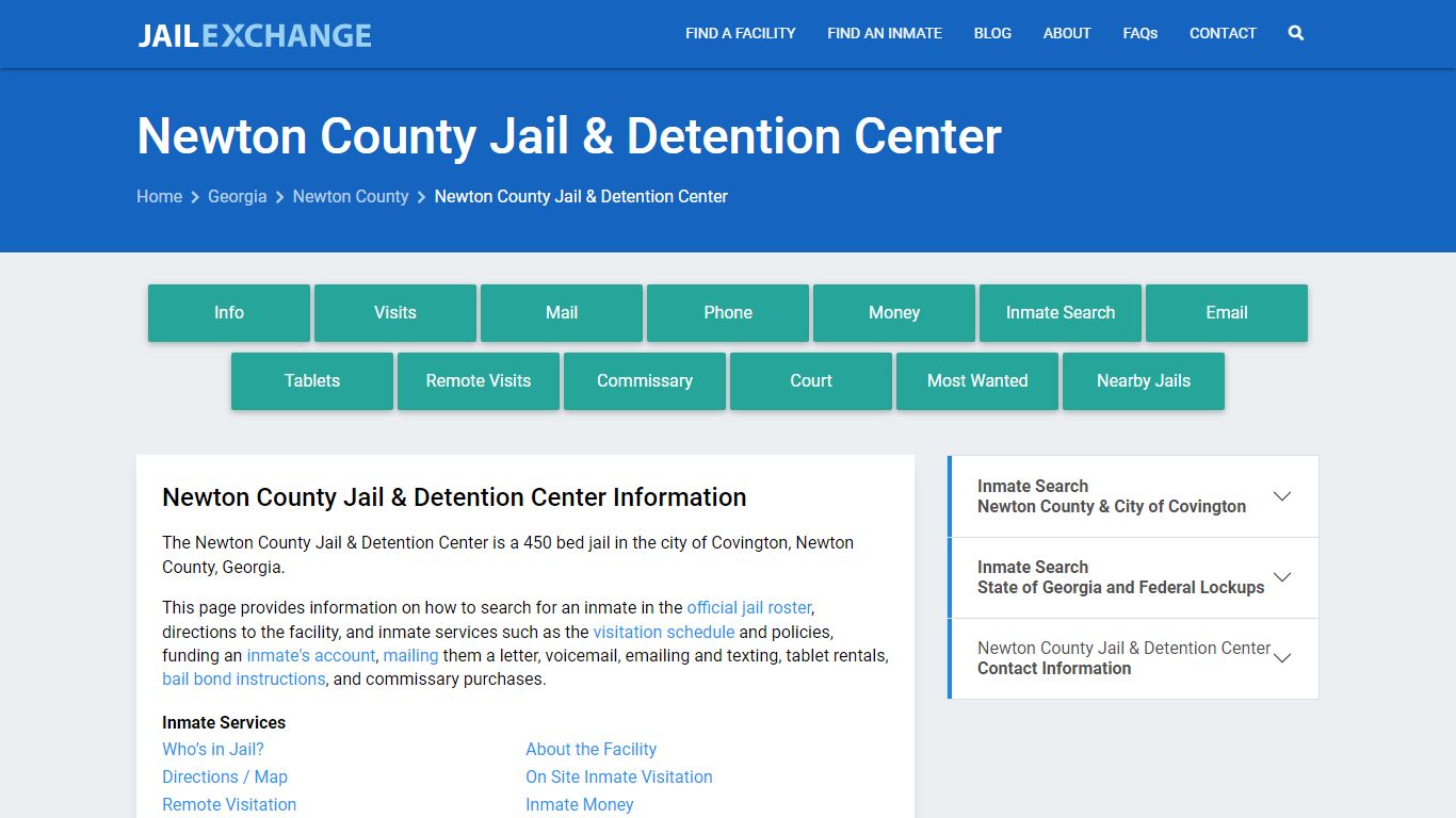 Newton County Jail & Detention Center, GA Inmate Search, Information